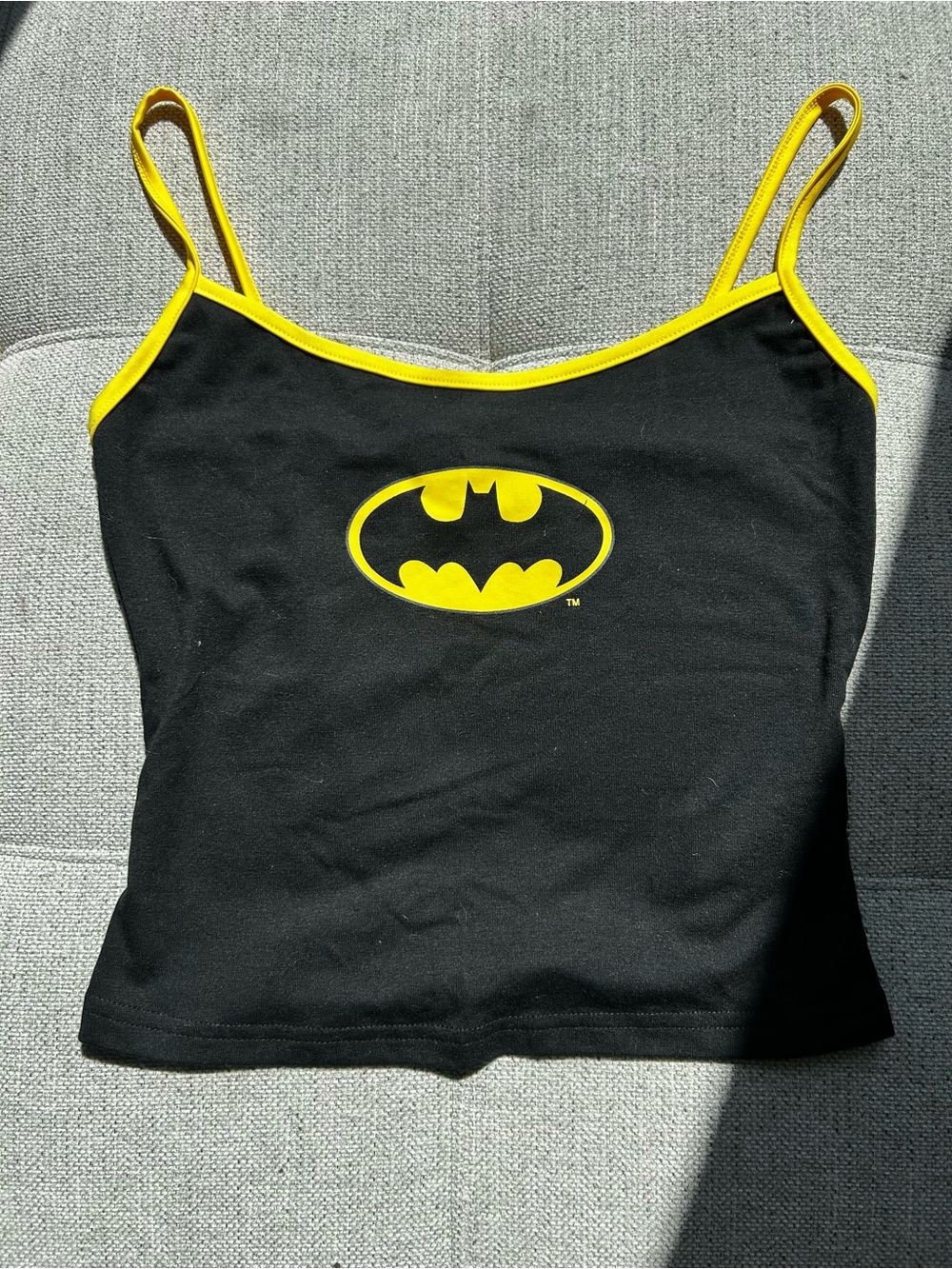 Batman Black Tank Top with Yellow Trim and Logo